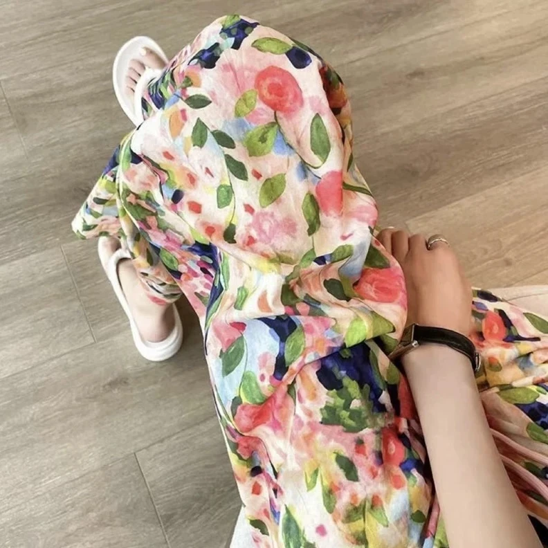 棉绸裤女外穿大码宽松慵懒风外穿遛弯神裤阔腿高腰加长防蚊裤成人