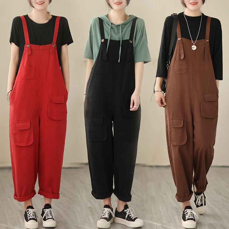 春款时髦减龄净版休闲宽松大码时尚复古文艺显瘦牛仔背带裤