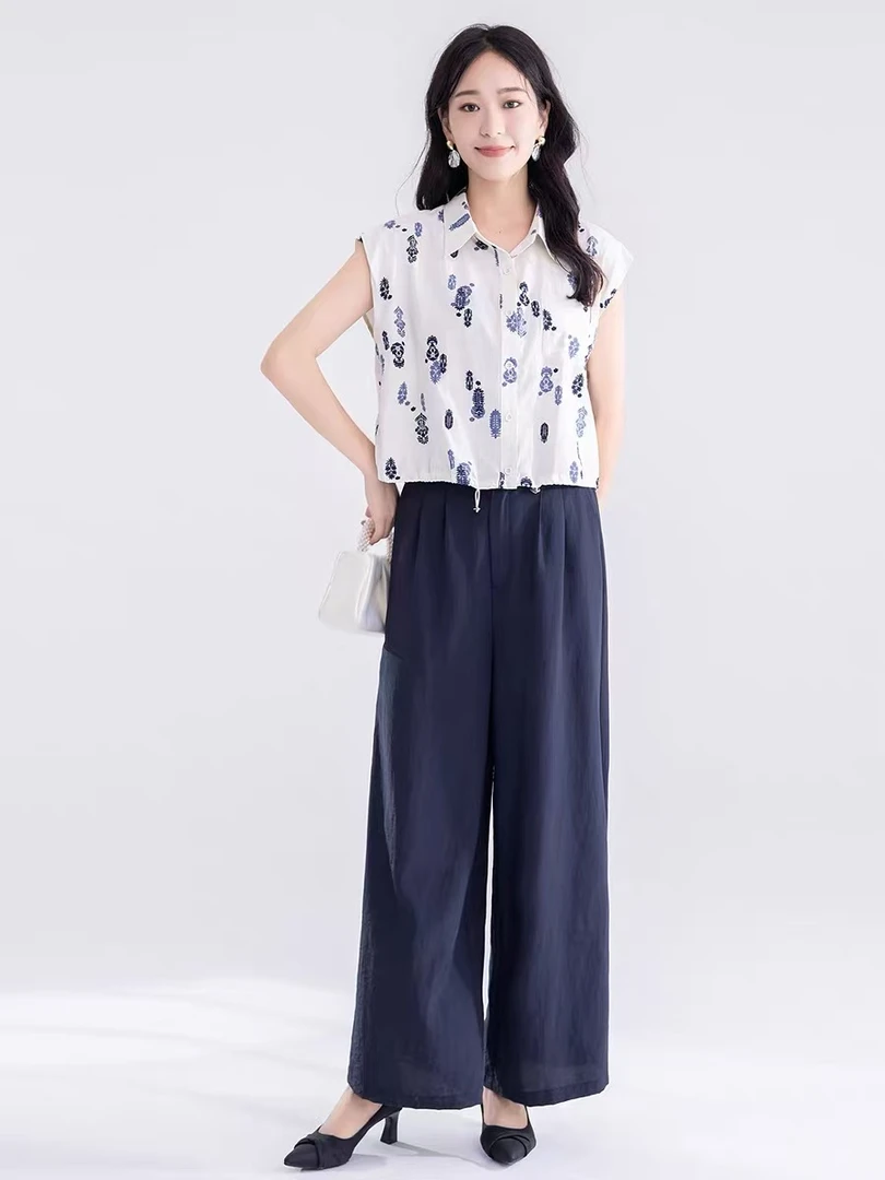 8377 夏季新品时尚休闲撞色减龄显瘦两件套套裤LY
