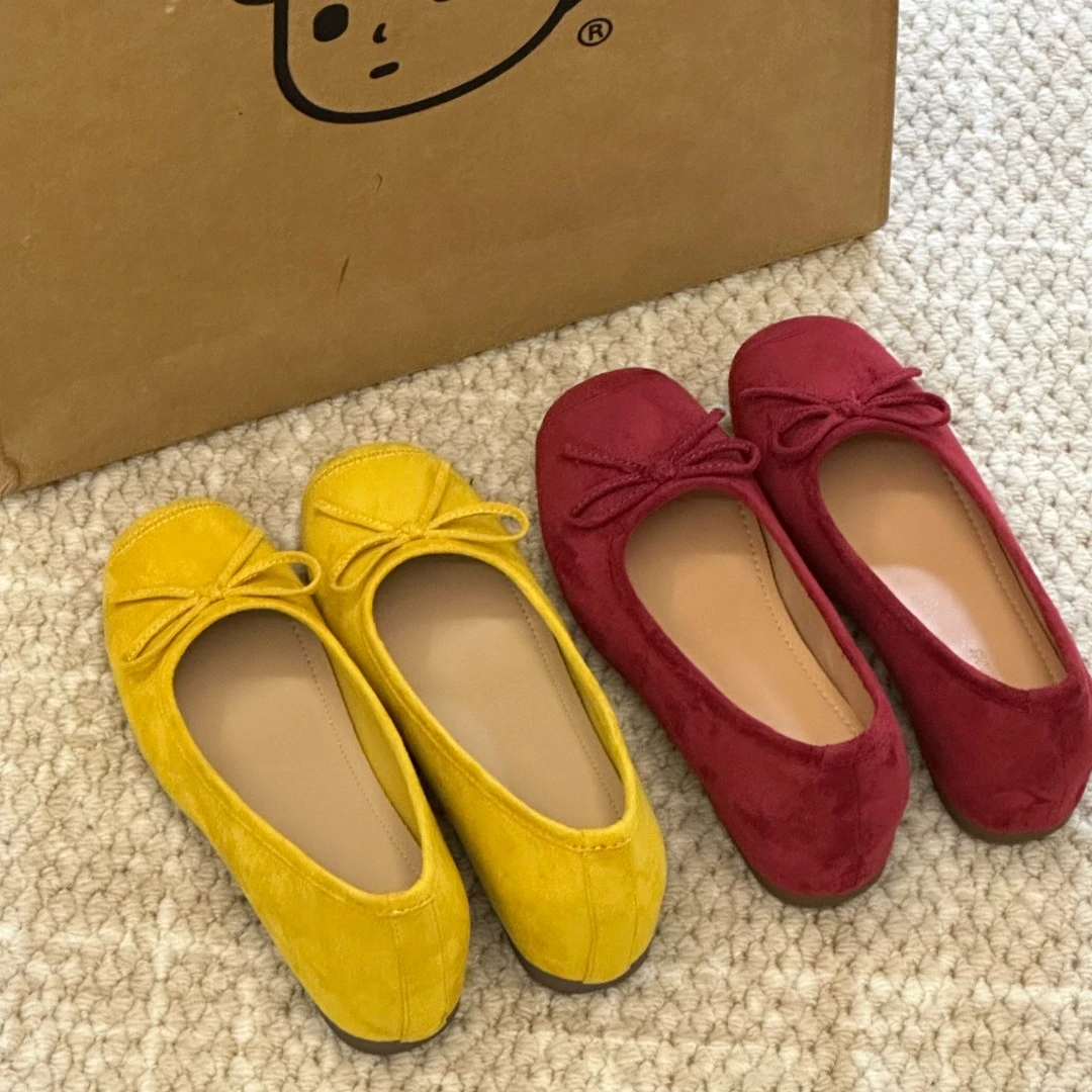 晚睡兰·内增高5cm法式温柔绒面蕾风蝴蝶结单鞋女秋冬软底百搭女鞋