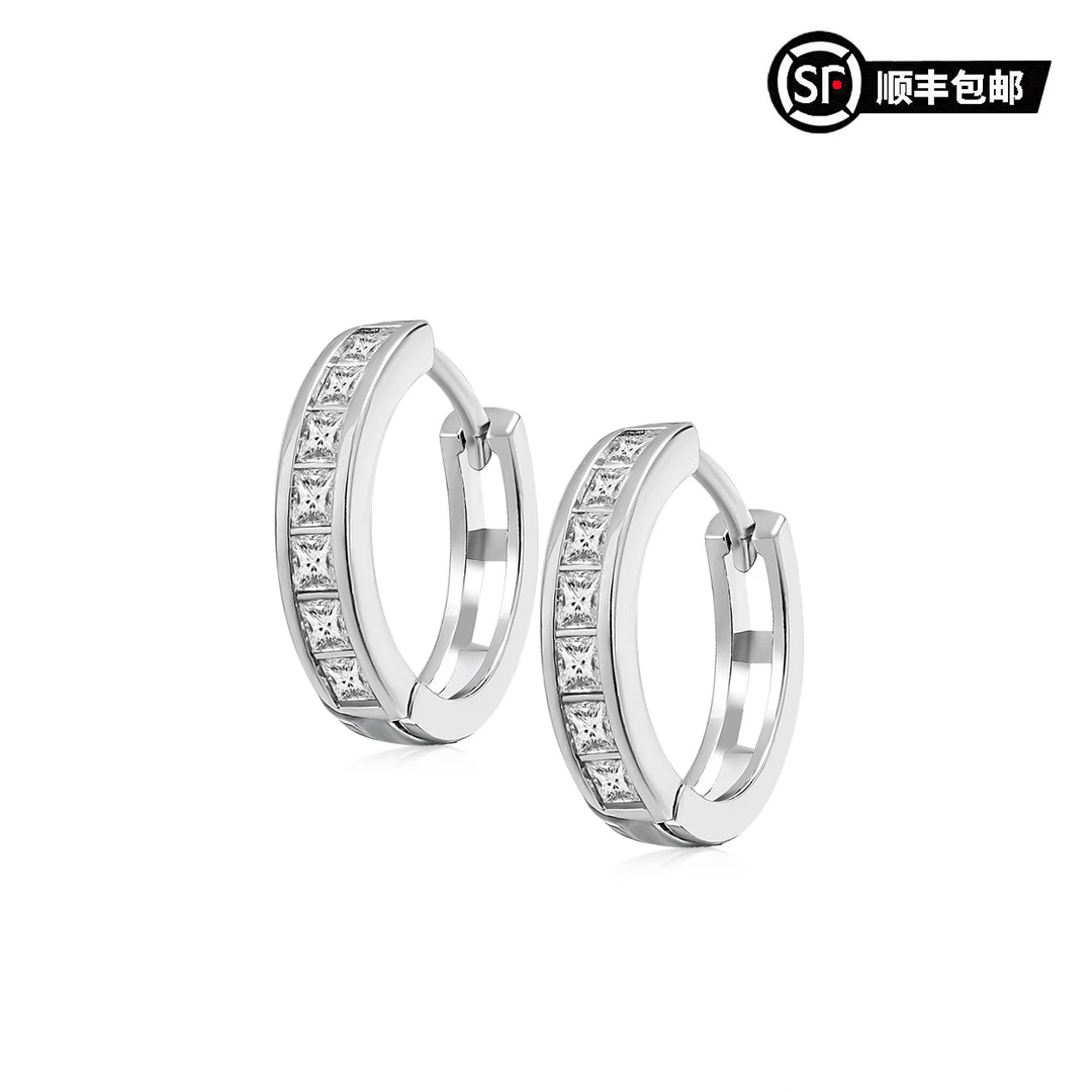 铜合金莫桑石耳饰 WIC【碎冰冰耳环】莫桑钻S925银针满钻简约耳环