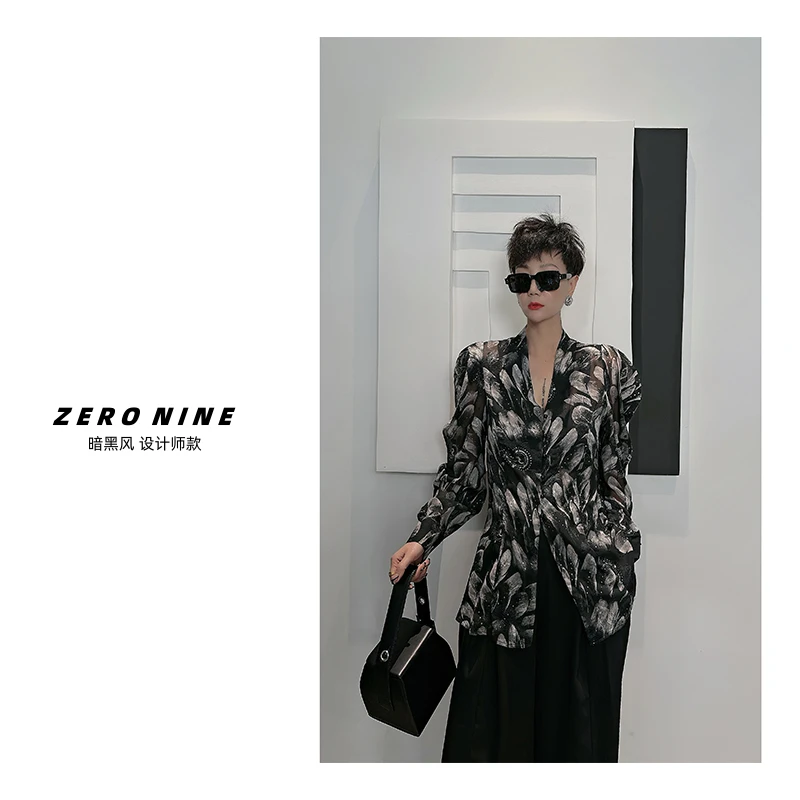 Dan Dan 法式高级感印花衬衫女 别致绝美花衬衣