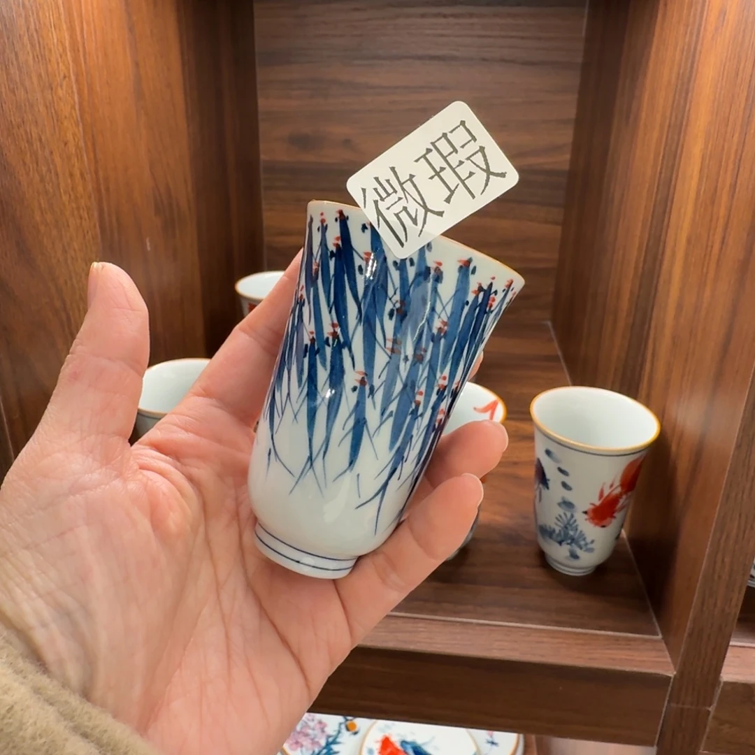 釉下手绘茶具微瑕