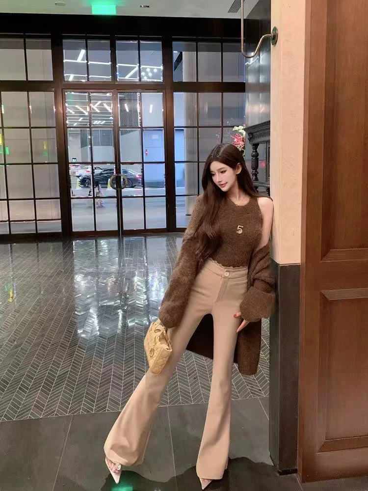 梅子【韩女穿搭】春夏咖色韩女百搭气质显瘦神裤#2032