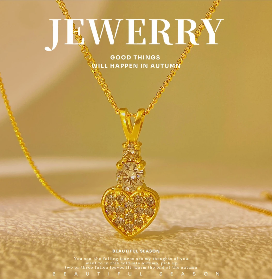 坠链均足银 优质时尚镶钻心桃爱心套链