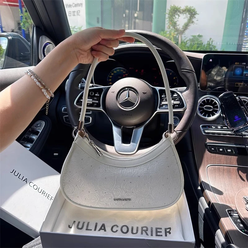 Julia Courier女包花朵刺绣腋下包包2025新款潮大容量单肩斜挎包