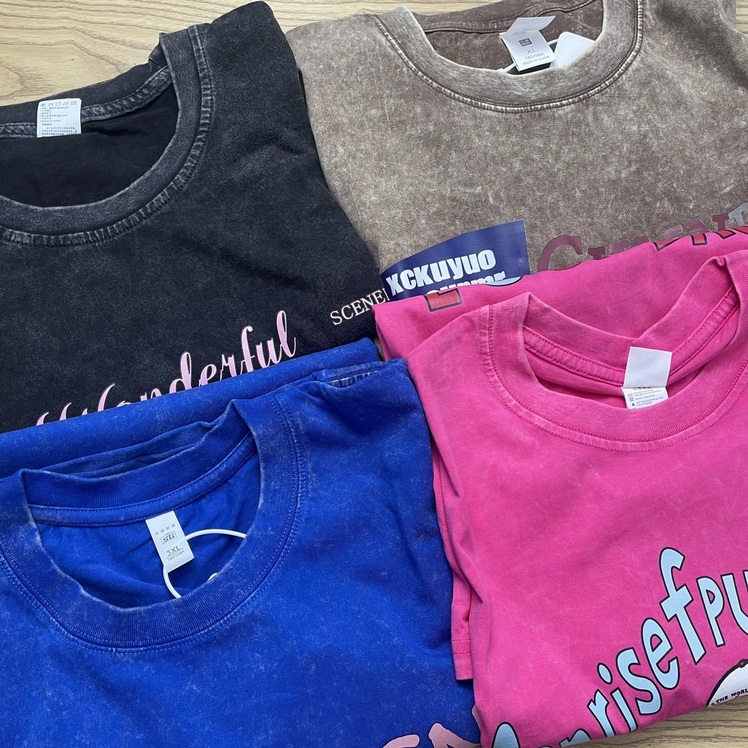 美式潮牌纯棉T恤百搭男女同款休闲印花男士长袖时尚夏季潮流卡通