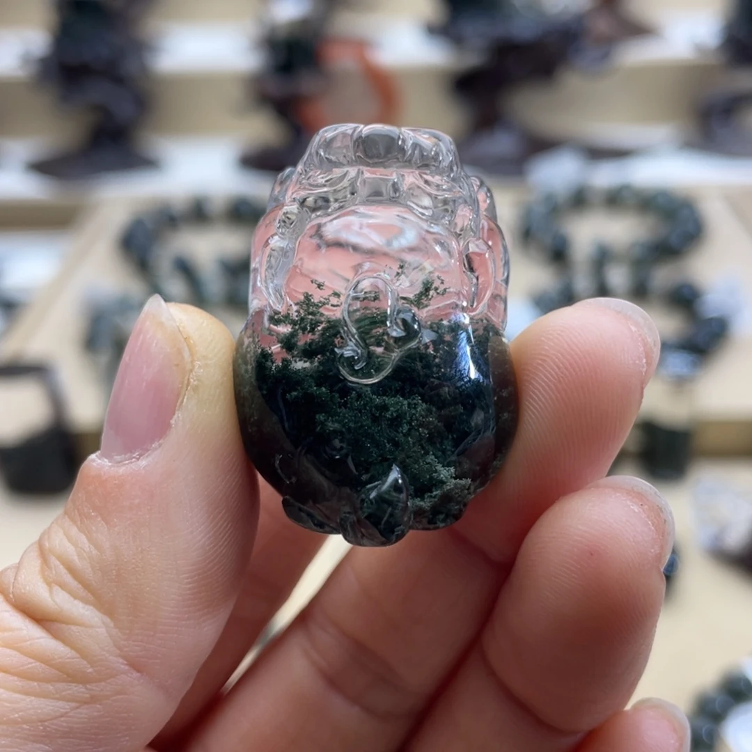 水晶颈饰未镶嵌绿幽灵聚宝盆貔貅