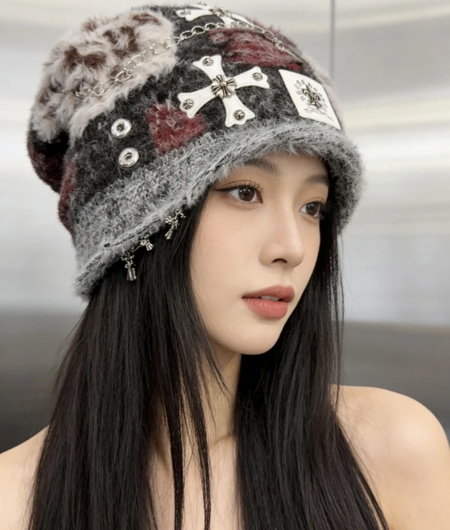 升级撞色针织堆堆帽