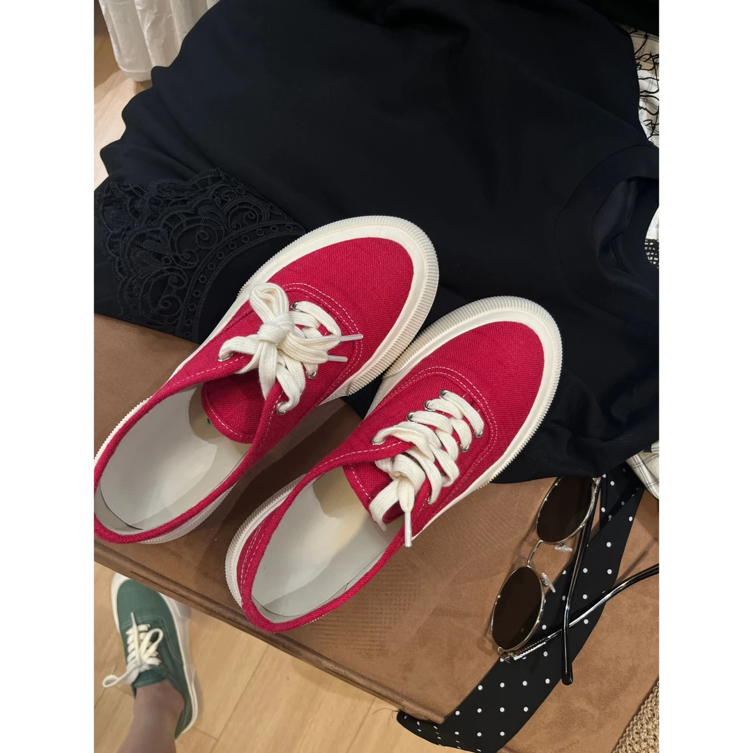 YYOUHAN 2025小众设计极简风饼干鞋百搭帆布鞋 2504C1747