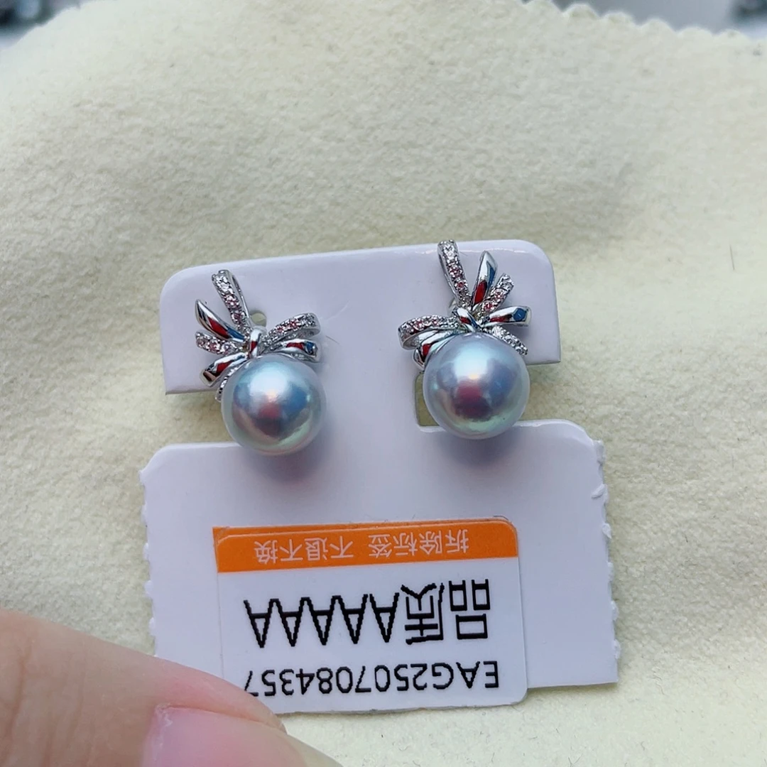 海水珍珠银S925镶嵌耳饰w76