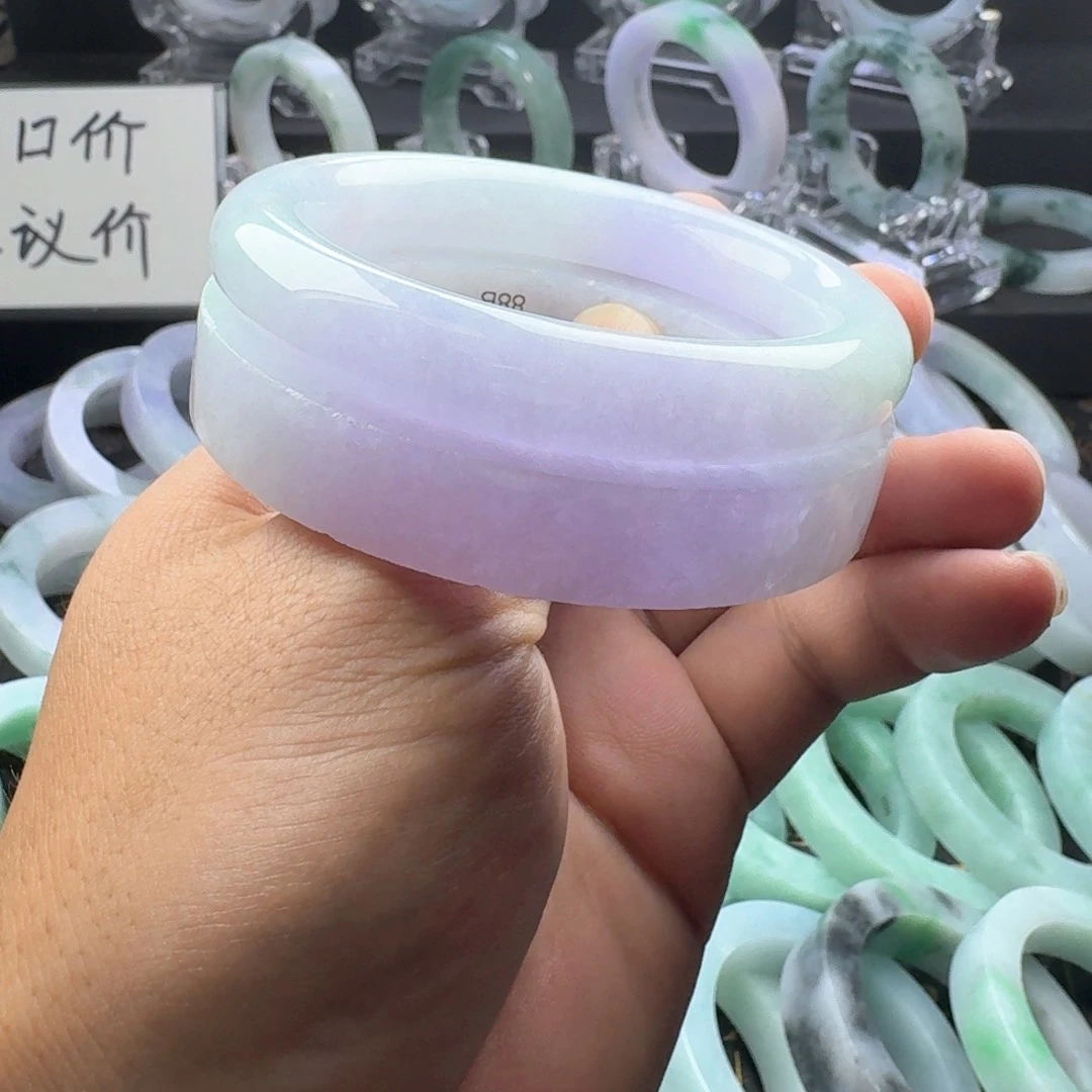 未镶嵌手镯定制翡翠冰粉紫