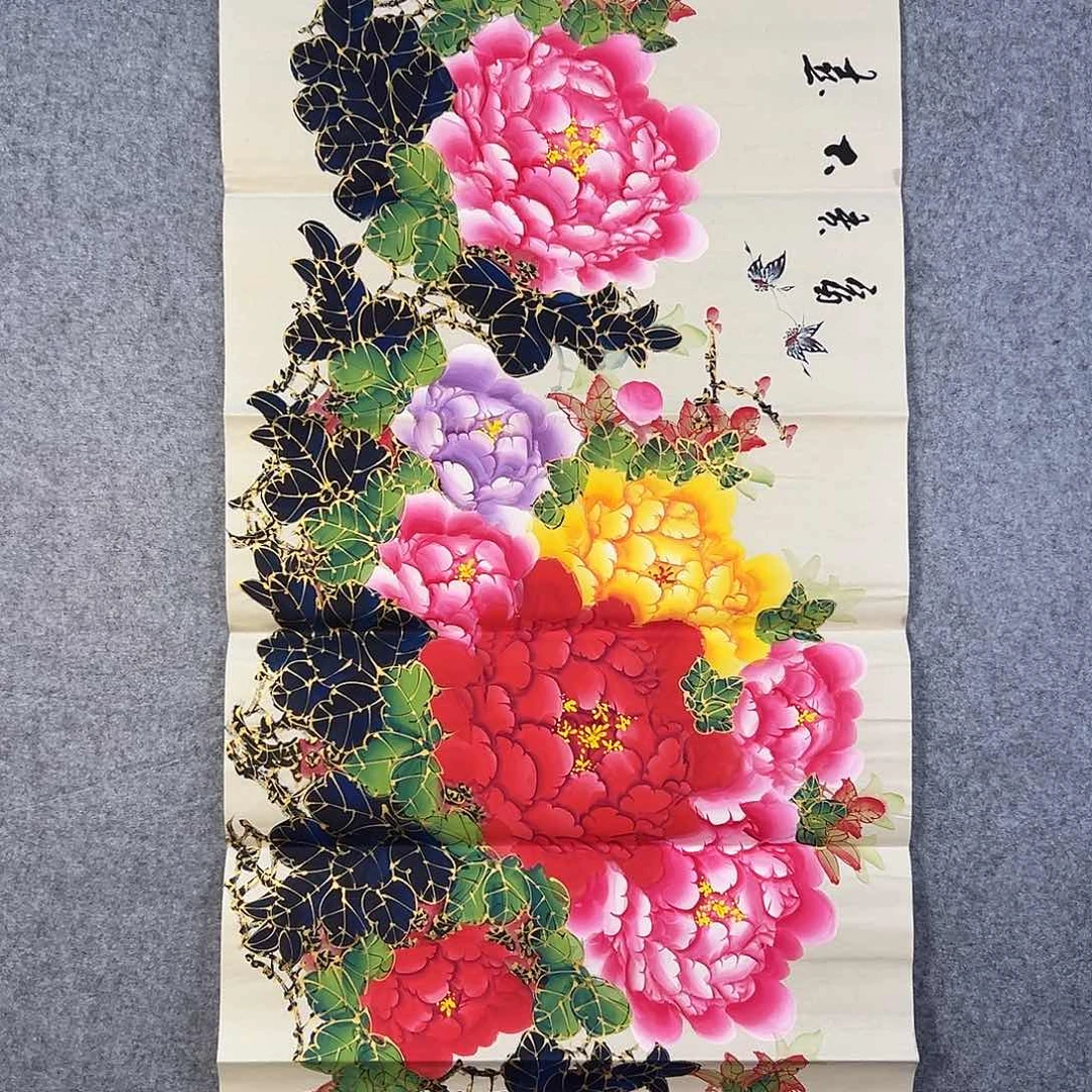 国画544 花鸟在树丛的顶端鸣叫叫声