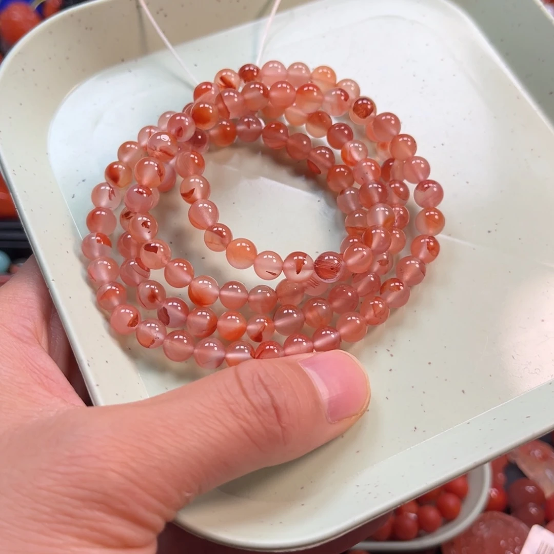 南红玛瑙手串6.5mm未镶嵌格****高
