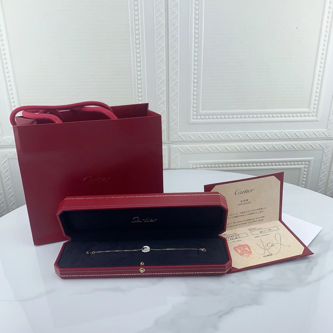 99新 Cartier/卡地亚 护身符手链白贝母搭配18k金18年大全套
