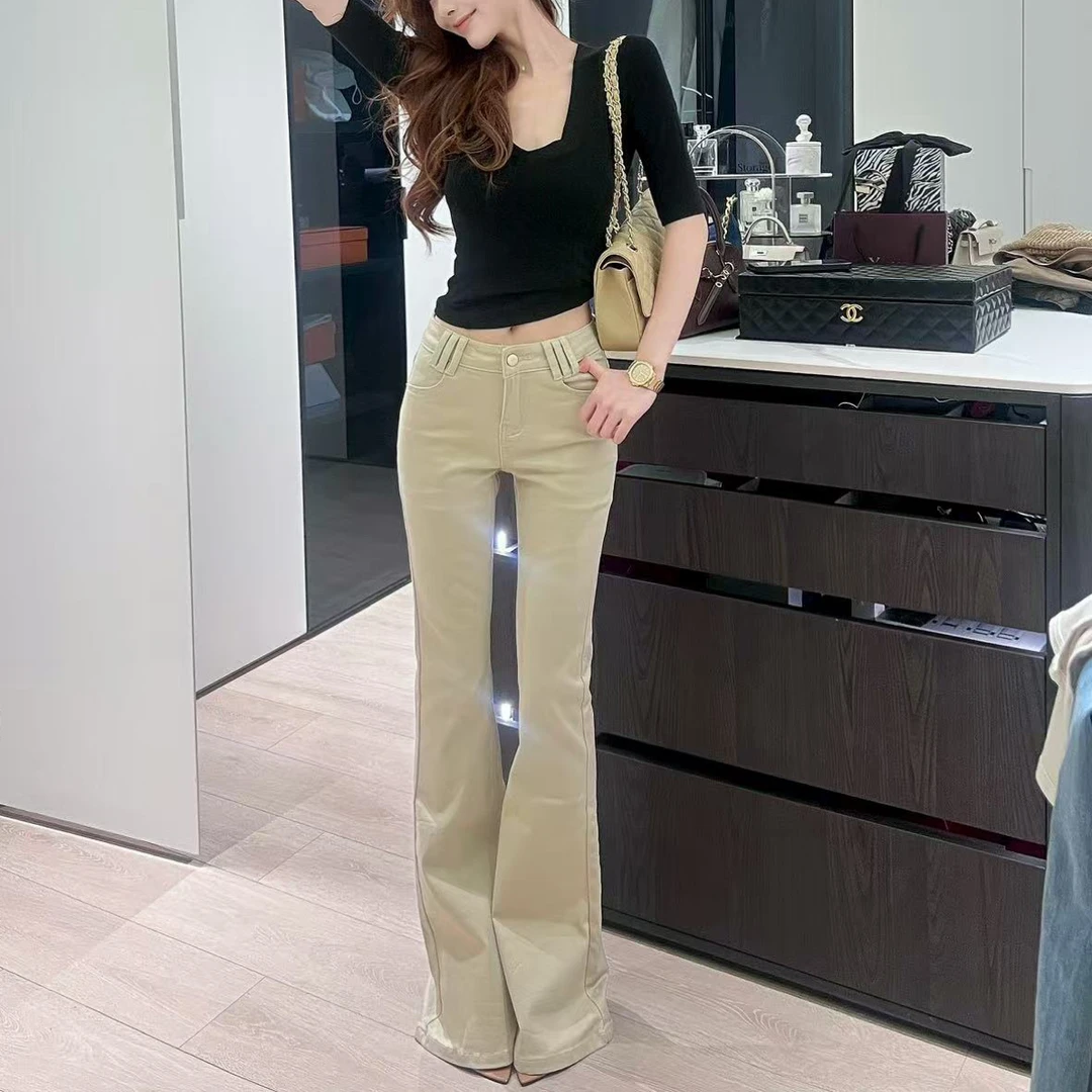 【建模腿精】 本期百搭裤王显瘦翘臀修身超显腿长喇叭裤牛仔裤