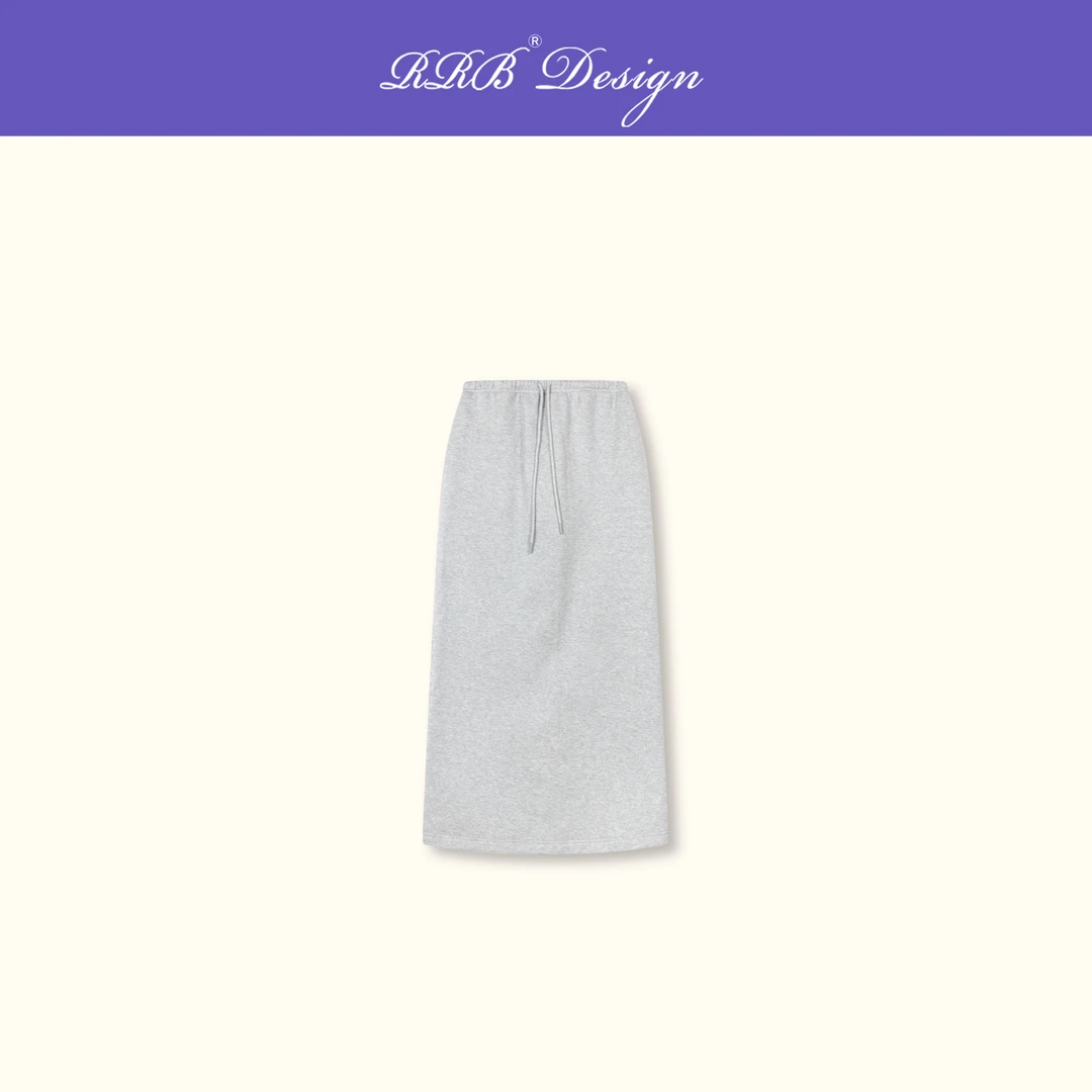 RRB Design「松弛日常」重磅棉通勤系带开叉松紧腰直筒百搭半身裙