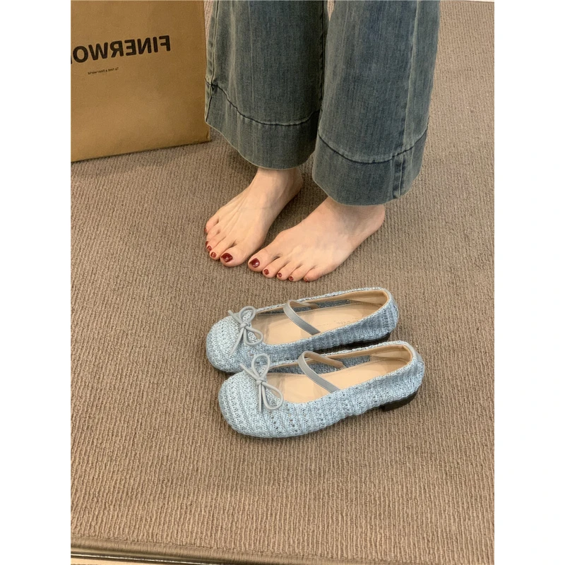 BTS-997-2晚晚风波西米亚芭蕾单鞋复古手工编织镂空透气玛丽珍鞋