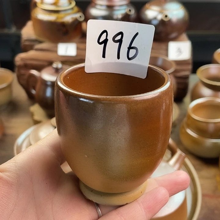 建水紫陶白泥柴烧杯