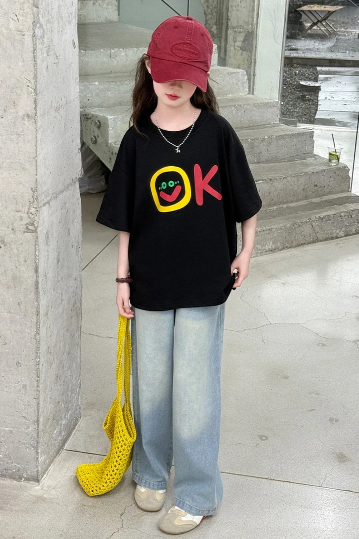 女童夏套装2025新款儿童洋气休闲短袖夏装大童夏季t恤裤子两件套