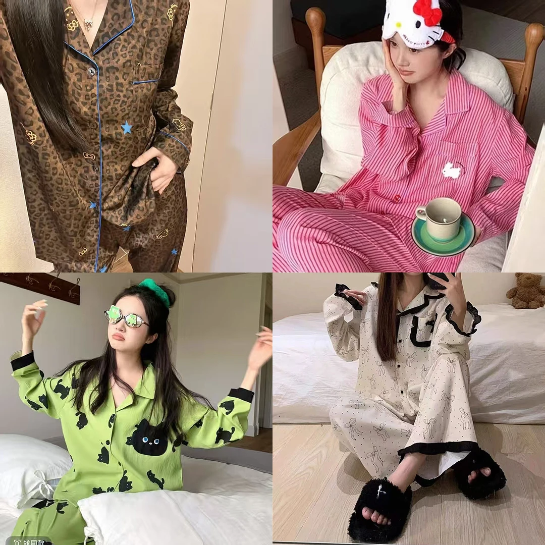 【长袖细纱棉】睡衣女款春秋可爱学生爆款女款长袖长裤居家服套装