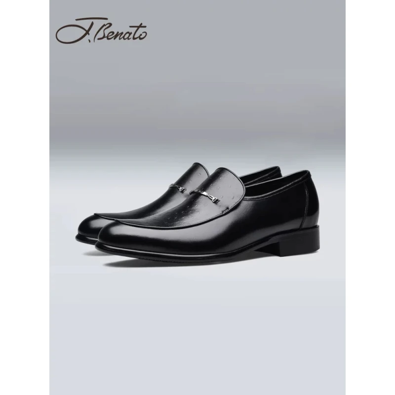 jbenato宾度男鞋男士商务正装皮鞋男真皮袋鼠皮套脚春夏季专柜款