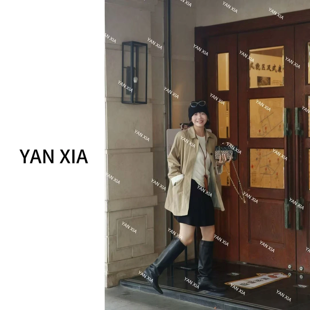 "西雅图" 高货定制版 卡其色中长款风衣外套 宽松大版 W-642