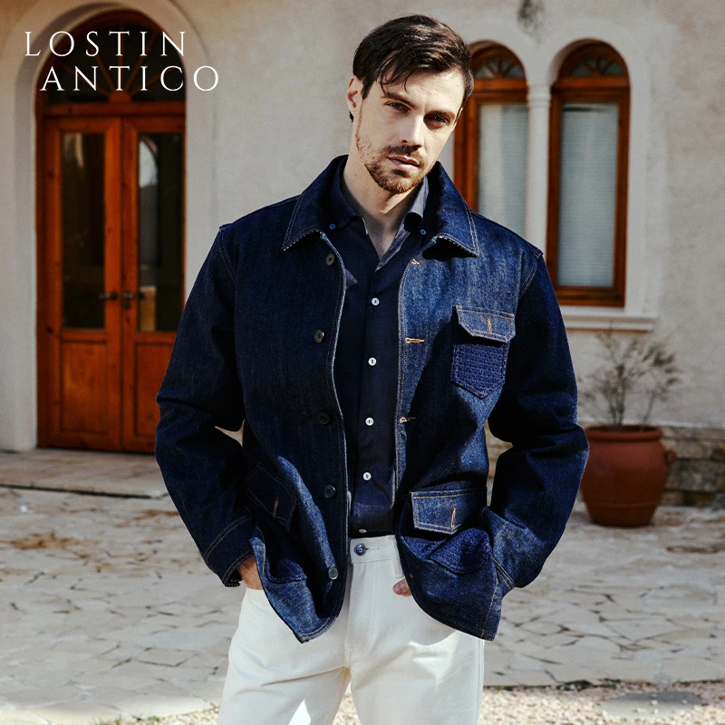 春季意式简约复古牛仔工装夹克外套男宽松大码上衣高级感百搭外套