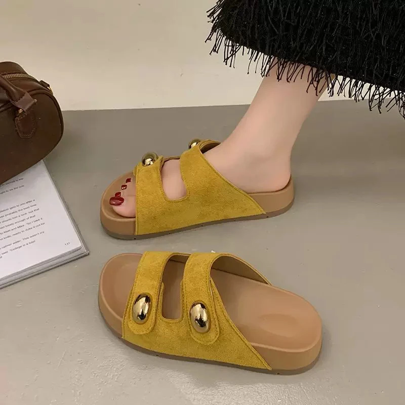 2025年夏季新款韩版松糕底百搭休闲时尚沙滩鞋拖鞋外穿9-1