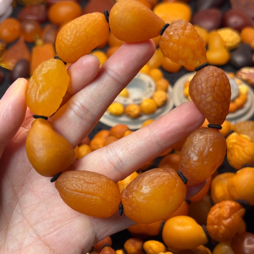 琥珀裸石未镶嵌天然蜜蜡手串