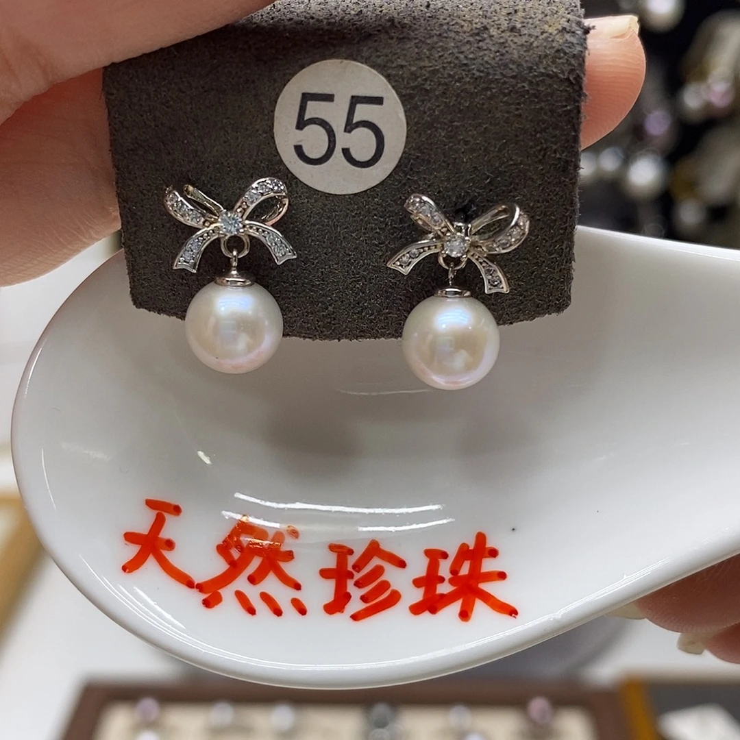 银S925镶嵌耳饰淡水珍珠