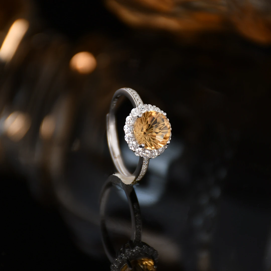 「梵高麦田」巴西暴力黄水晶戒指·烟花切工艺·多样性发一