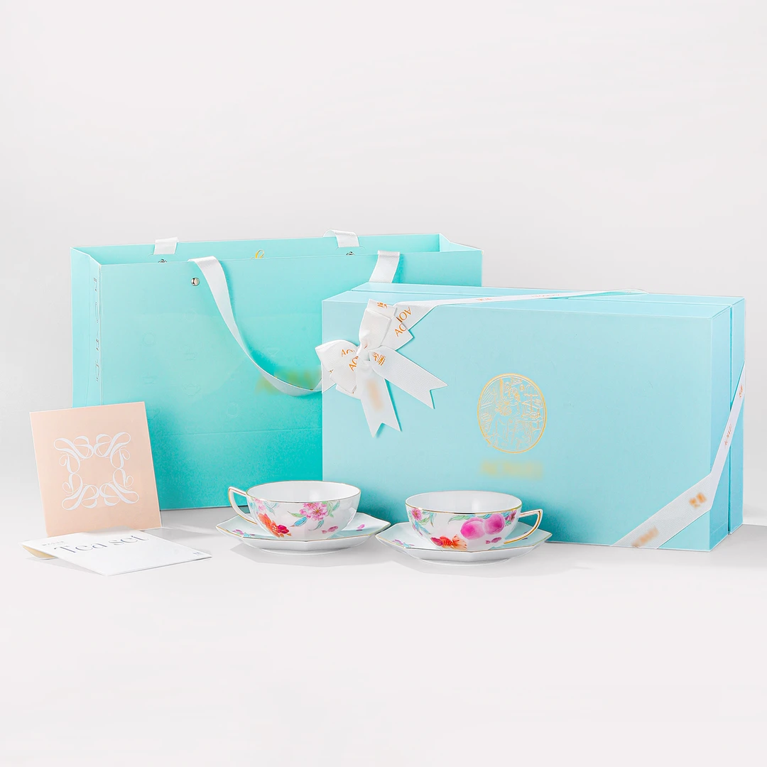 景德镇官方旗舰店陶瓷马克对杯咖啡杯碟茶水杯子七夕礼物金玉满堂