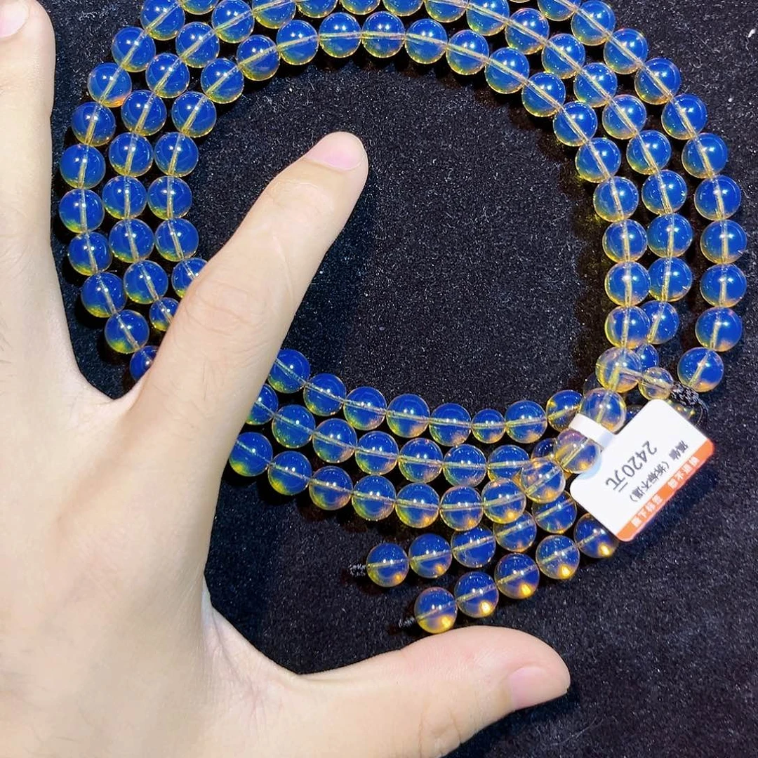蓝珀未镶嵌珠宝奇石8mm大加108