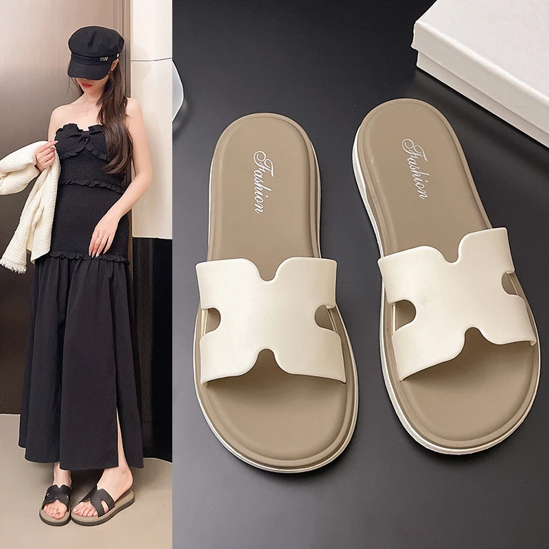 【几乐】2025新款女拖鞋网红时尚休闲百搭夏季防滑平底厚底