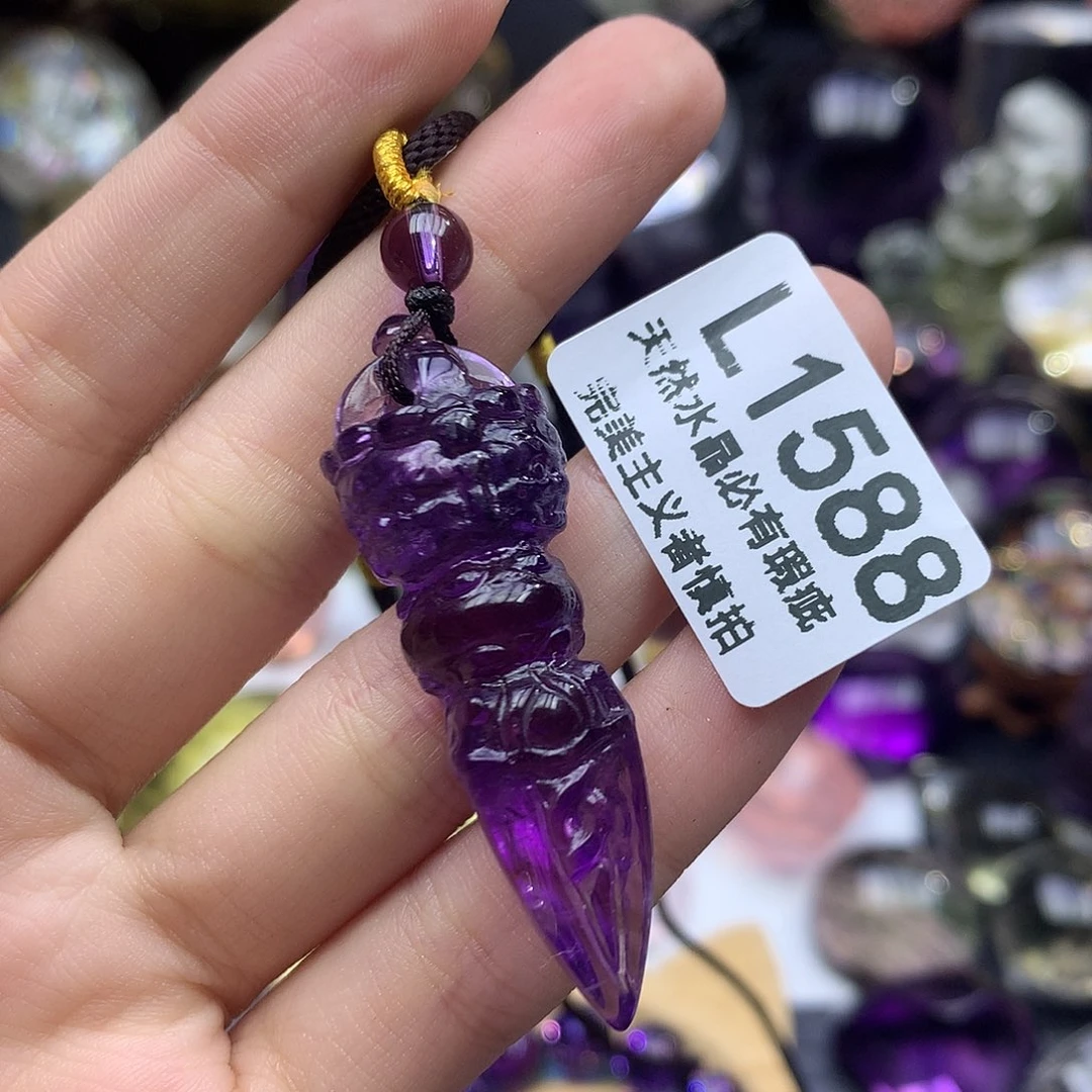水晶珠宝半成品未镶嵌乌拉圭紫水降魔杵