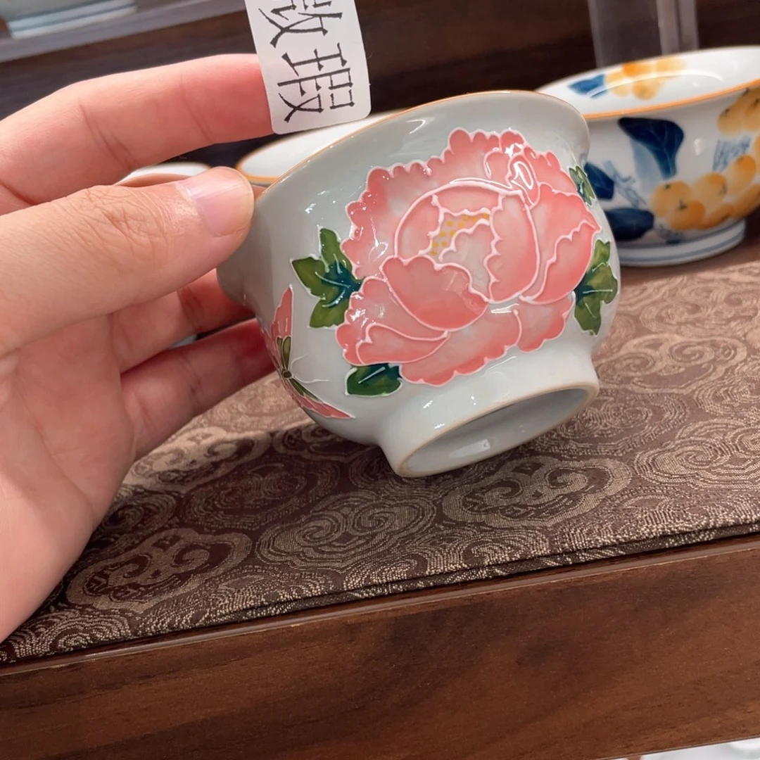 釉下手绘茶具微瑕