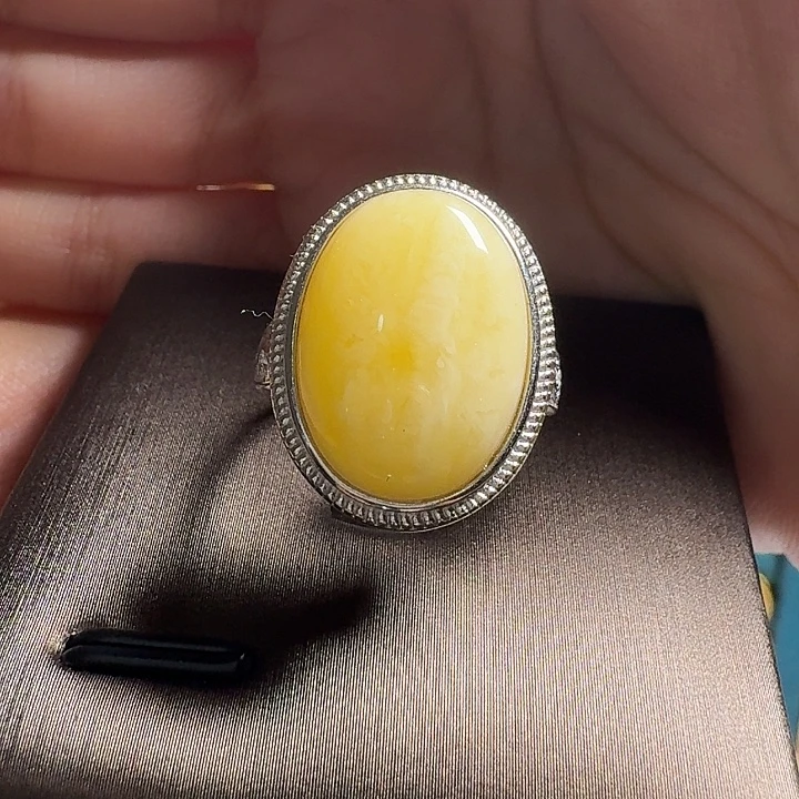 蜜蜡银S925镶嵌戒指戒指