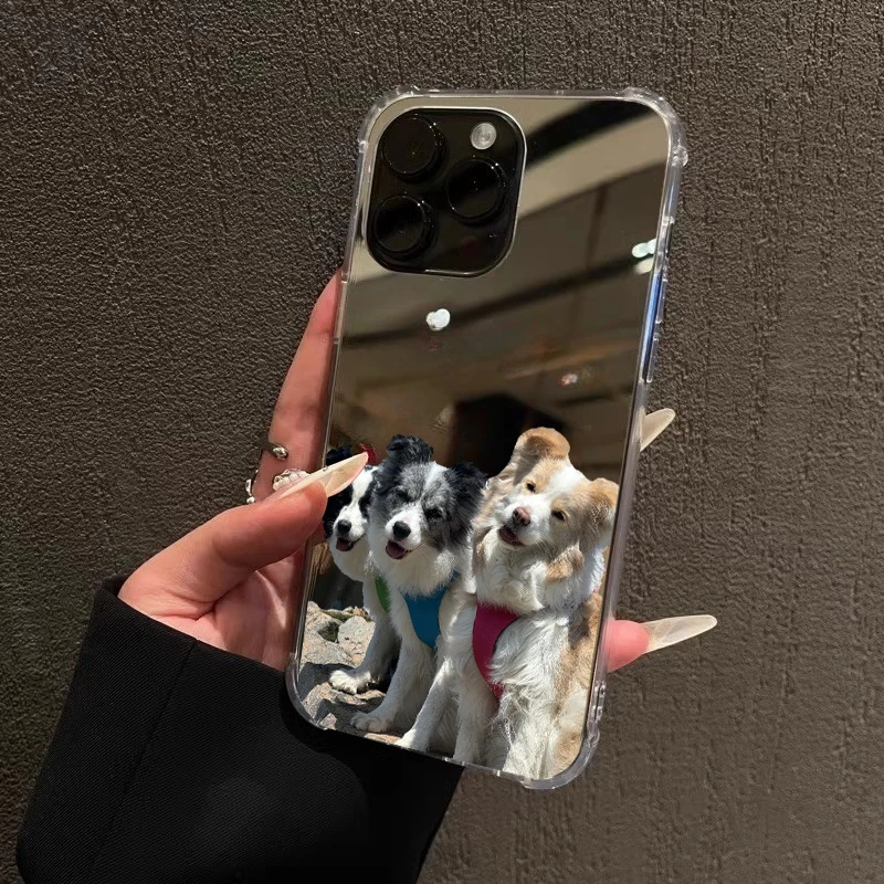 可爱牧羊犬手机壳适用iPhone16promax快乐修狗15少女14萌1312镜面