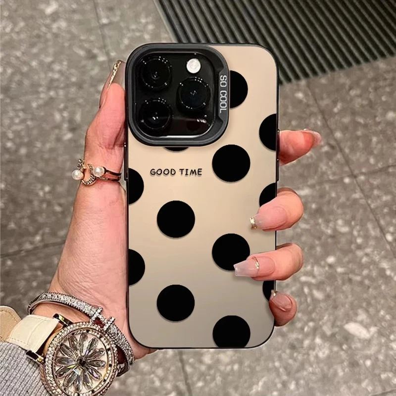 彩银壳黑色波点适用苹果16华为oppo小米15vivo荣耀oppo红米iphone