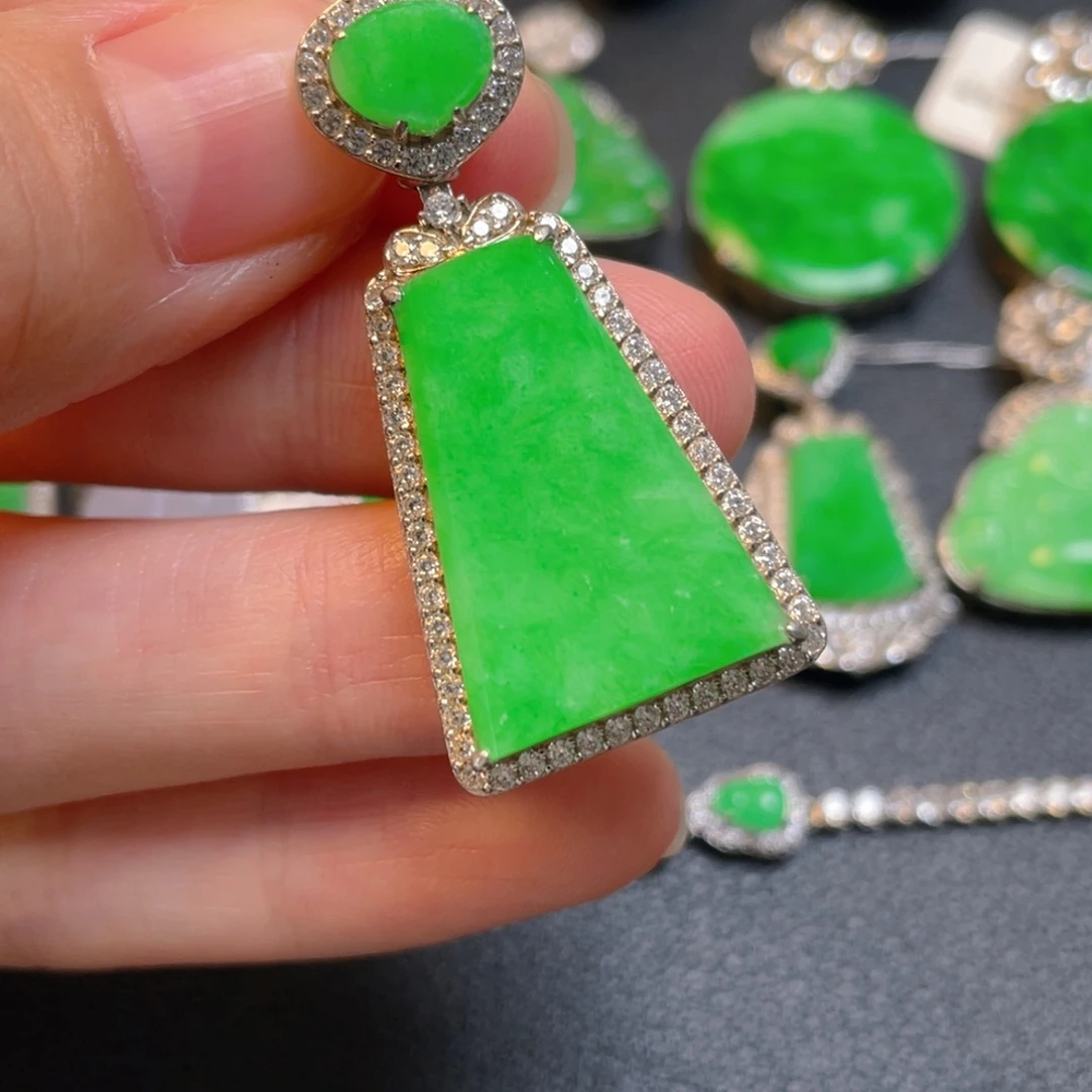 翡翠银S925镶嵌吊坠(不含链)