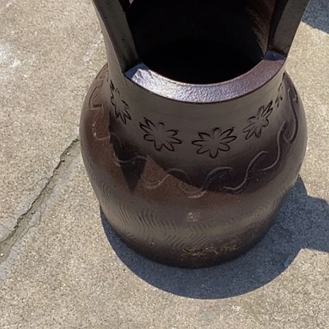 紫砂花盆卷13深21手工瑕疵