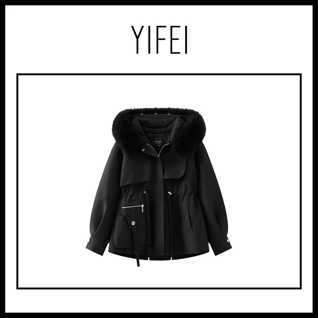 【艺菲专属】】2024秋冬狐狸毛内胆可拆卸当马甲大毛领女士外套23311