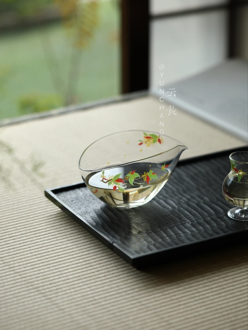 云长丨桂花无耳公道杯高透耐热玻璃分茶器匀杯大号茶海茶道配件