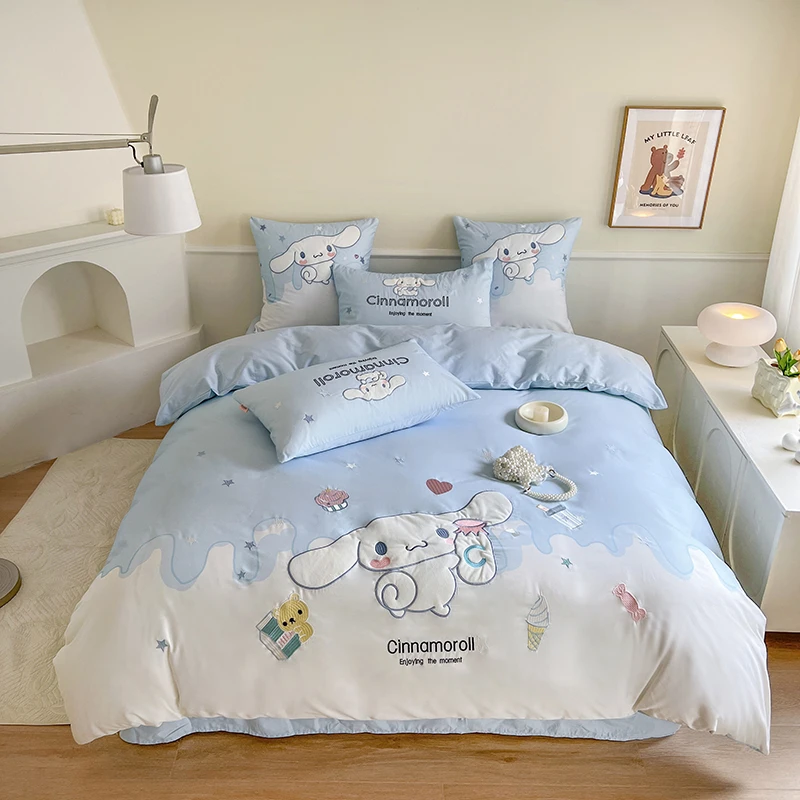 清！甜心玉桂狗 全棉100%纯棉可爱卡通风绣花三件四件套