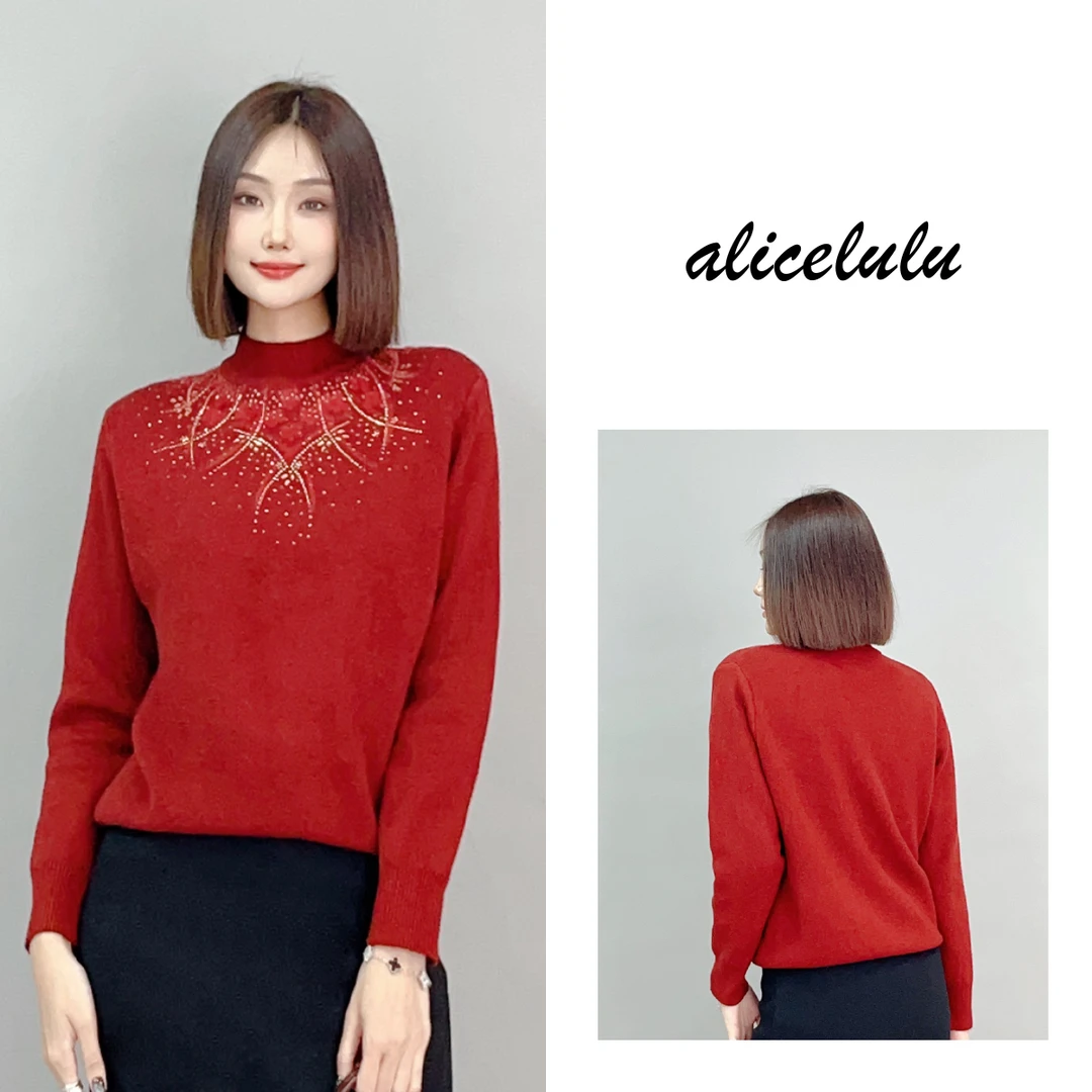 1 ALICE “花枝曼妙”毛衣 优雅烫钻 柔美百搭 S2141505K