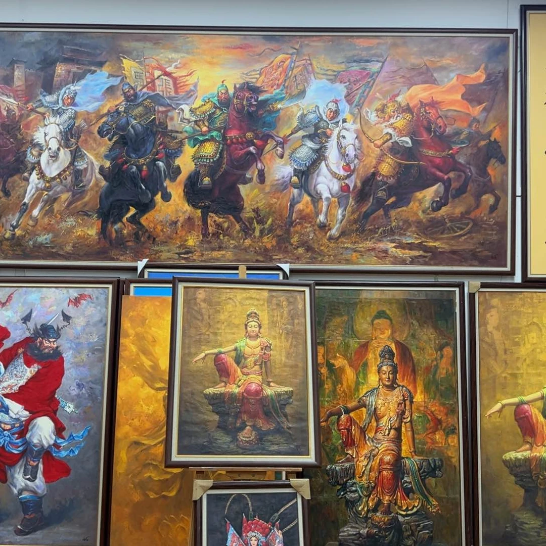 油画水月观音带框50×70