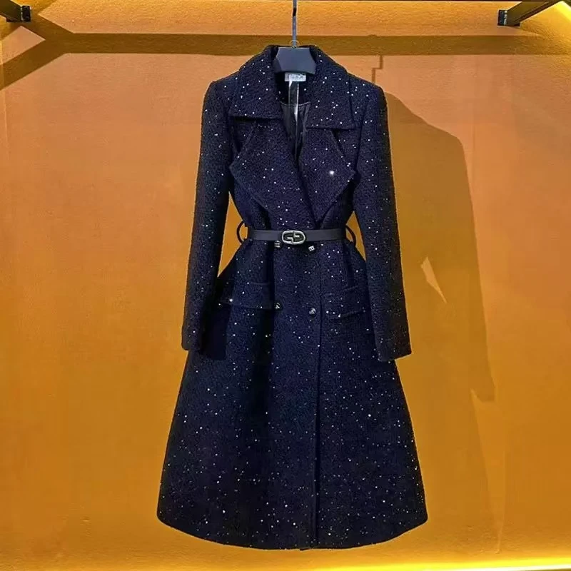 梦想服饰2025冬季高级气质保暖中长款外套显瘦时尚感轻奢5049