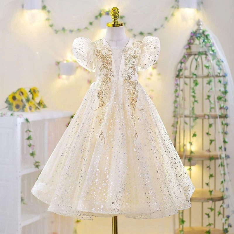 【清仓】女童夏装公主礼服花童小女孩洋气儿童连衣裙演出服裙