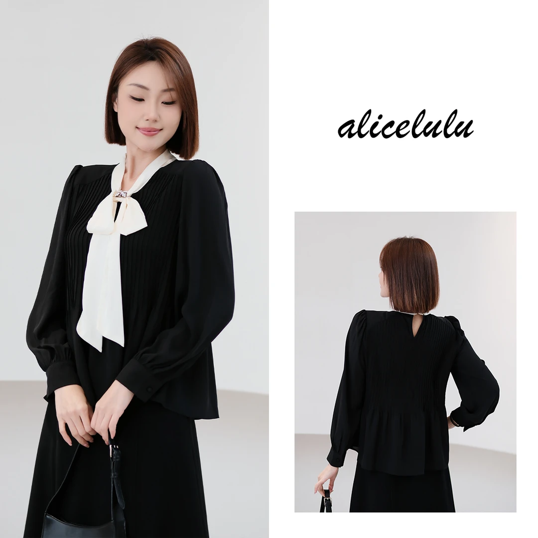 1 alicelulu “法兰西公主”法式绑带风琴褶皱衬衫上衣 99245